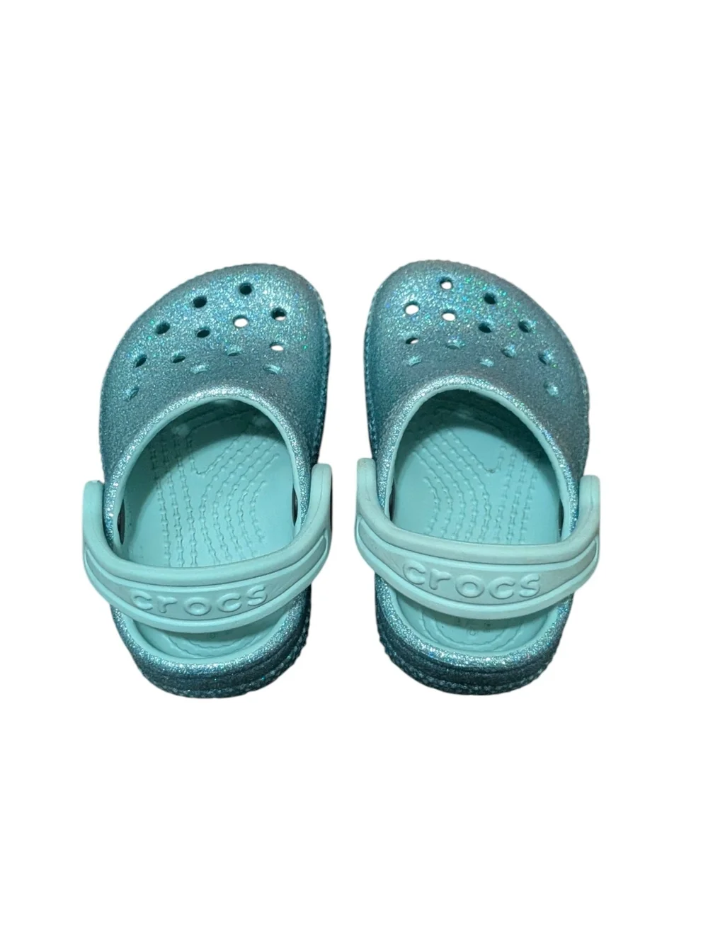 CROCS Kids Glitter Clog in Light Blue Size C4
